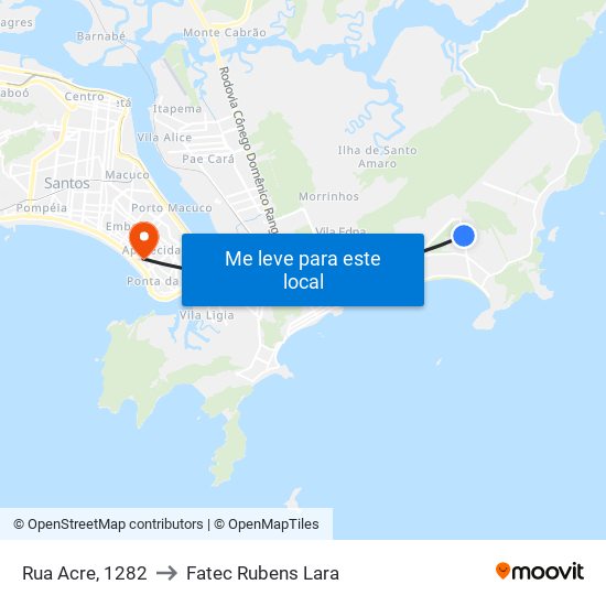 Rua Acre, 1282 to Fatec Rubens Lara map