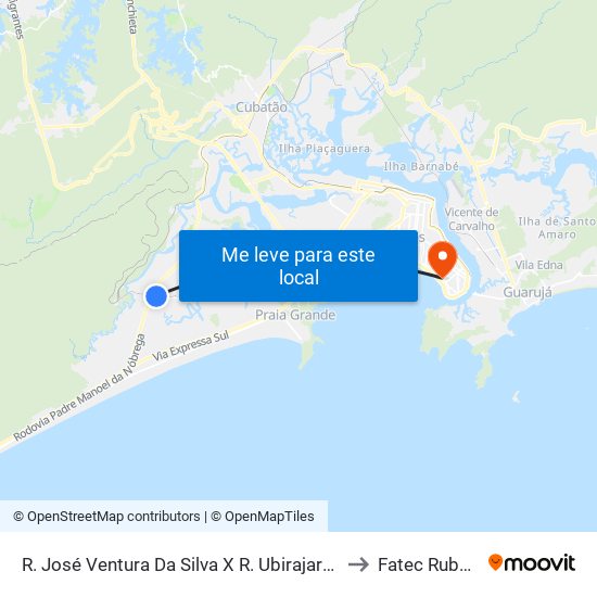 R. José Ventura Da Silva X R. Ubirajara Barroso De Oliveira to Fatec Rubens Lara map
