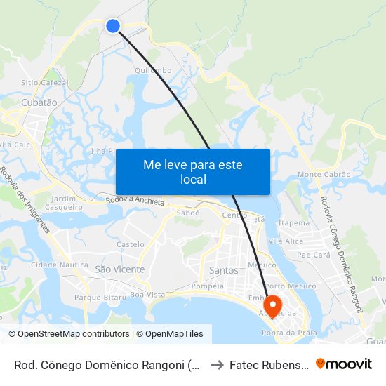 Rod. Cônego Domênico Rangoni (Ecopátio) to Fatec Rubens Lara map