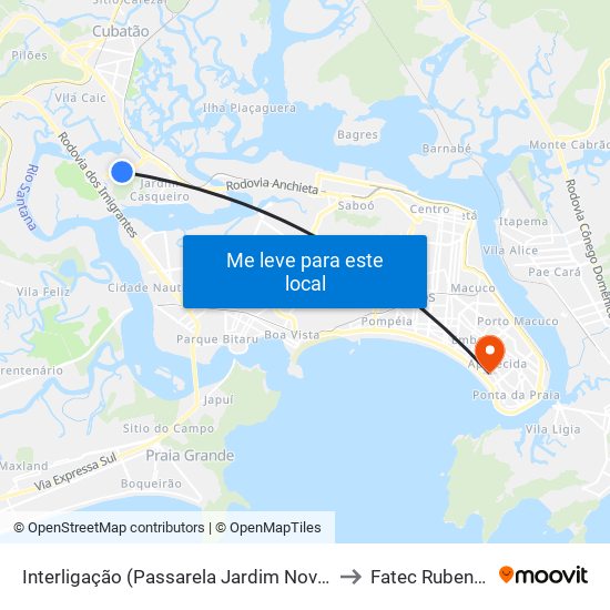 Interligação (Passarela Jardim Nova República) to Fatec Rubens Lara map