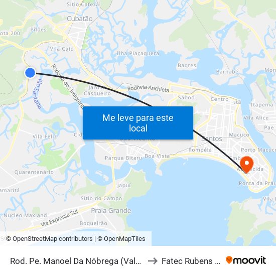 Rod. Pe. Manoel Da Nóbrega (Vale Novo) to Fatec Rubens Lara map