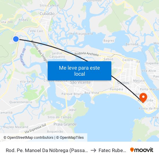 Rod. Pe. Manoel Da Nóbrega (Passarela Vale Verde) to Fatec Rubens Lara map