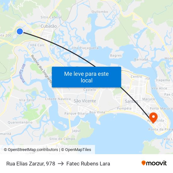 Rua Elías Zarzur, 978 to Fatec Rubens Lara map