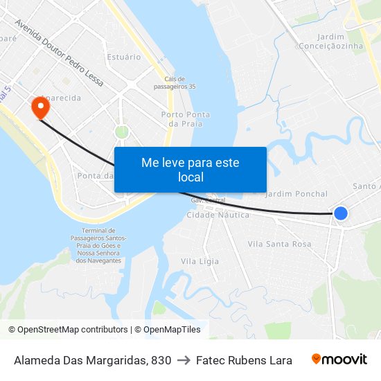 Alameda Das Margaridas, 830 to Fatec Rubens Lara map