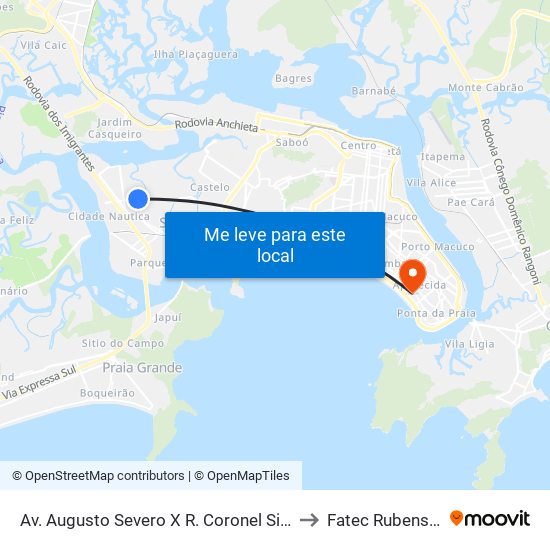 Av. Augusto Severo X R. Coronel Silva Telles to Fatec Rubens Lara map