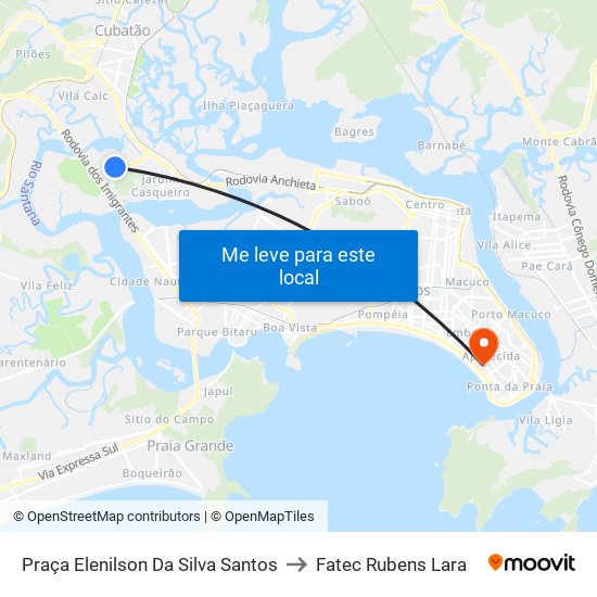 Praça Elenilson Da Silva Santos to Fatec Rubens Lara map