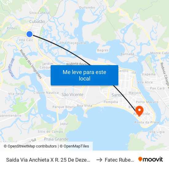 Saída Via Anchieta X R. 25 De Dezembro (Semáforo) to Fatec Rubens Lara map