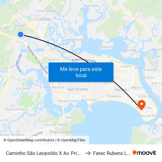 Caminho São Leopoldo X Av. Principal to Fatec Rubens Lara map