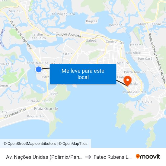 Av. Nações Unidas (Polimix/Panco) to Fatec Rubens Lara map
