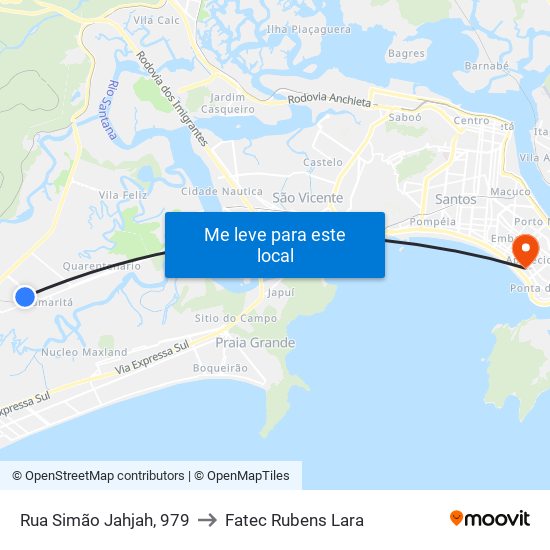Rua Simão Jahjah, 979 to Fatec Rubens Lara map