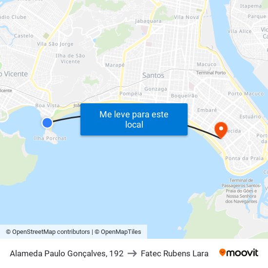 Alameda Paulo Gonçalves, 192 to Fatec Rubens Lara map
