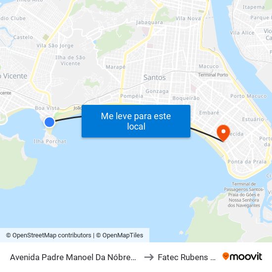 Avenida Padre Manoel Da Nóbrega, 155 to Fatec Rubens Lara map
