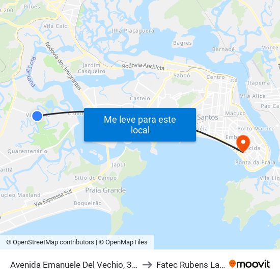 Avenida Emanuele Del Vechio, 300 to Fatec Rubens Lara map