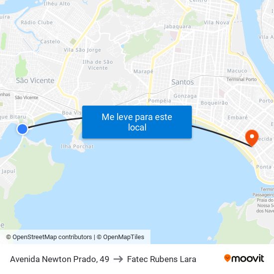 Avenida Newton Prado, 49 to Fatec Rubens Lara map