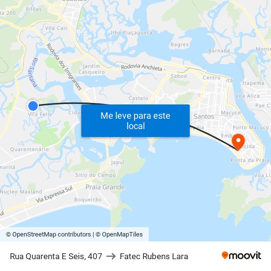 Rua Quarenta E Seis, 407 to Fatec Rubens Lara map