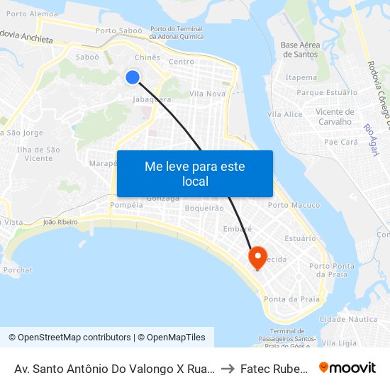 Av. Santo Antônio Do Valongo X Rua Santo Orlando to Fatec Rubens Lara map