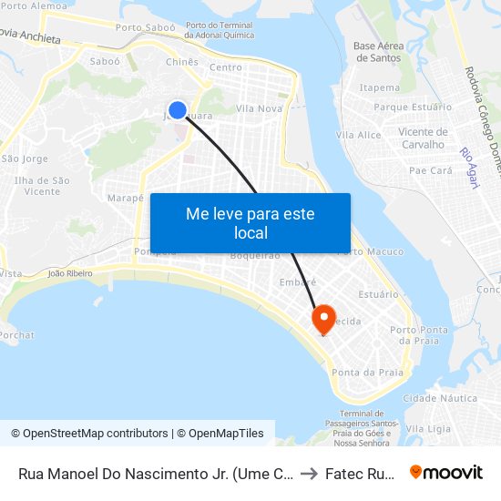 Rua Manoel Do Nascimento Jr. (Ume Candinha Ribeiro Mendonça) to Fatec Rubens Lara map