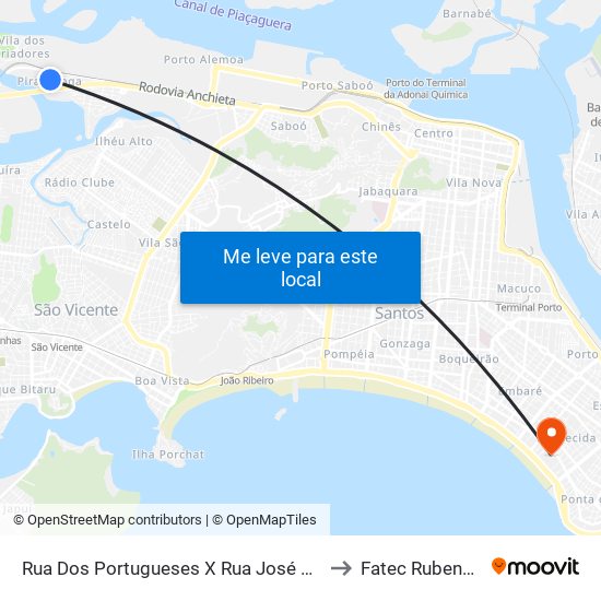 Rua Dos Portugueses X Rua José João Jorge to Fatec Rubens Lara map