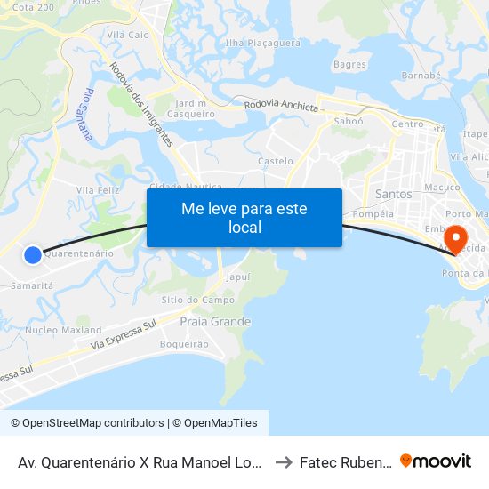 Av. Quarentenário X Rua Manoel Lopes Figueiredo to Fatec Rubens Lara map