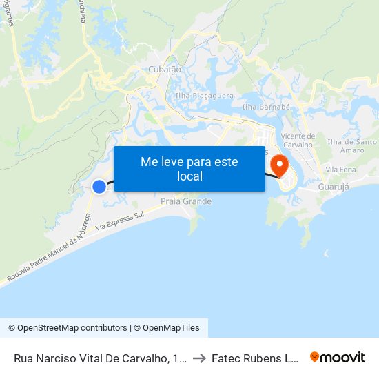 Rua Narciso Vital De Carvalho, 115 to Fatec Rubens Lara map