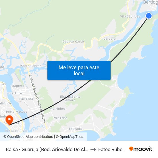 Balsa - Guarujá (Rod. Ariovaldo De Almeida De Viana) to Fatec Rubens Lara map