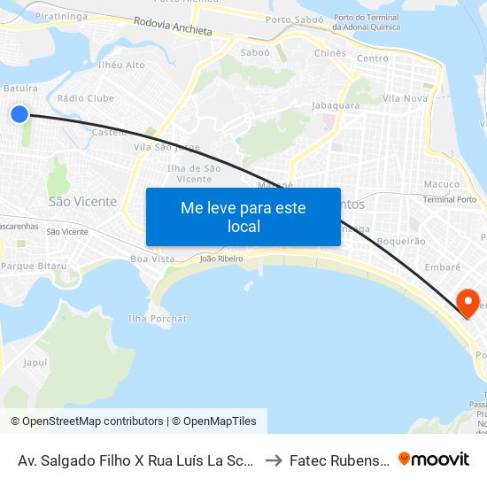 Av. Salgado Filho X Rua Luís La Scala Junior to Fatec Rubens Lara map