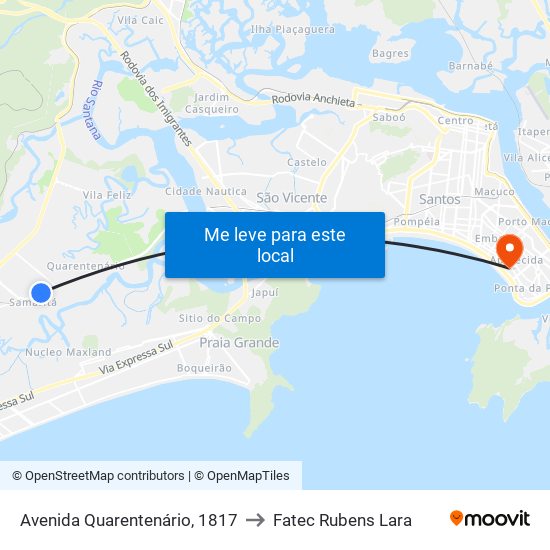 Avenida Quarentenário, 1817 to Fatec Rubens Lara map