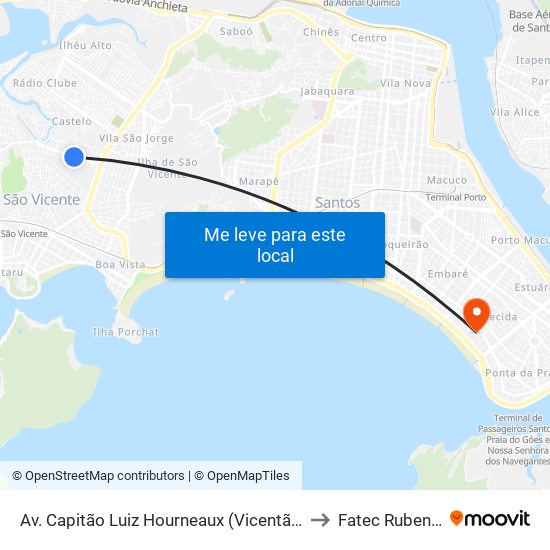 Av. Capitão Luiz Hourneaux (Vicentão Auto Peças) to Fatec Rubens Lara map