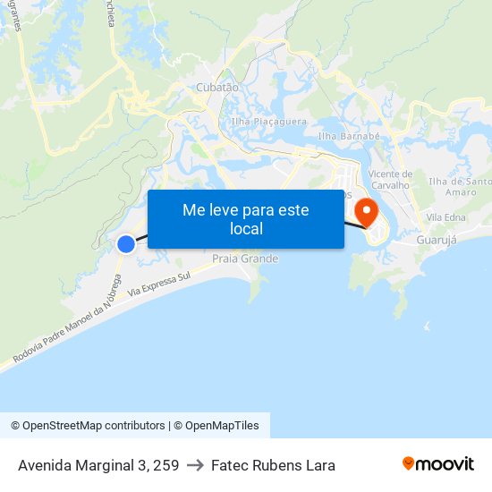 Avenida Marginal 3, 259 to Fatec Rubens Lara map