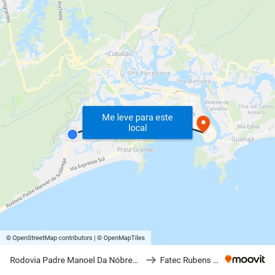 Rodovia Padre Manoel Da Nóbrega, 320 to Fatec Rubens Lara map