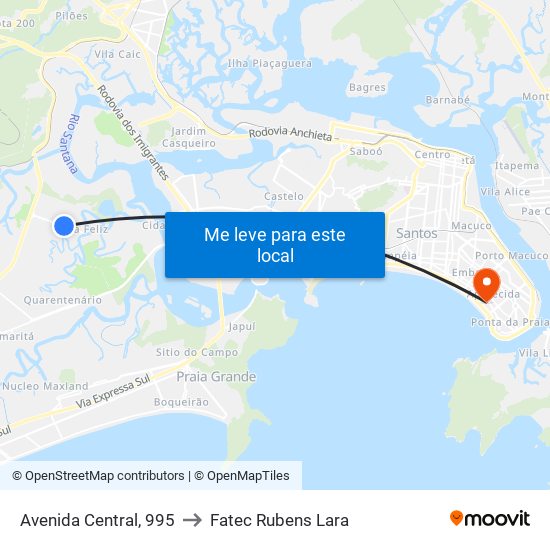 Avenida Central, 995 to Fatec Rubens Lara map