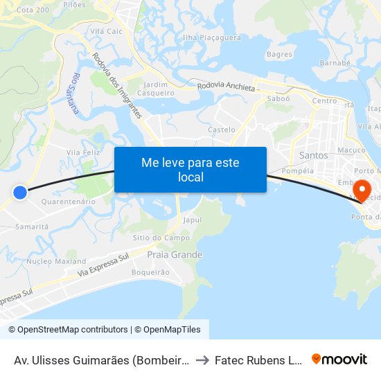 Av. Ulisses Guimarães (Bombeiros) to Fatec Rubens Lara map