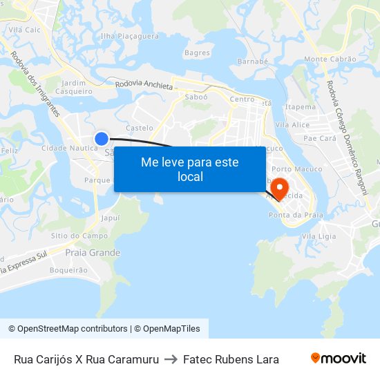 Rua Carijós X Rua Caramuru to Fatec Rubens Lara map