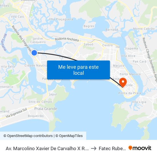 Av. Marcolino Xavier De Carvalho X R. Manoel De Chaves to Fatec Rubens Lara map