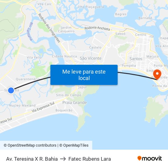 Av. Teresina X R. Bahia to Fatec Rubens Lara map