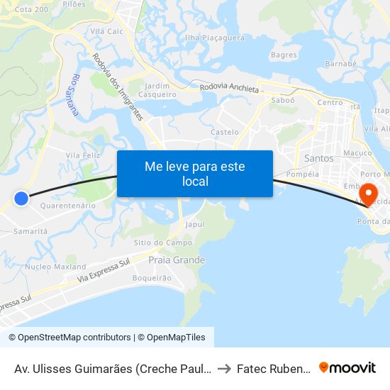 Av. Ulisses Guimarães (Creche Paulo De Souza)' to Fatec Rubens Lara map