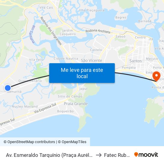 Av. Esmeraldo Tarquínio (Praça Aurélio Simões De Araújo) to Fatec Rubens Lara map