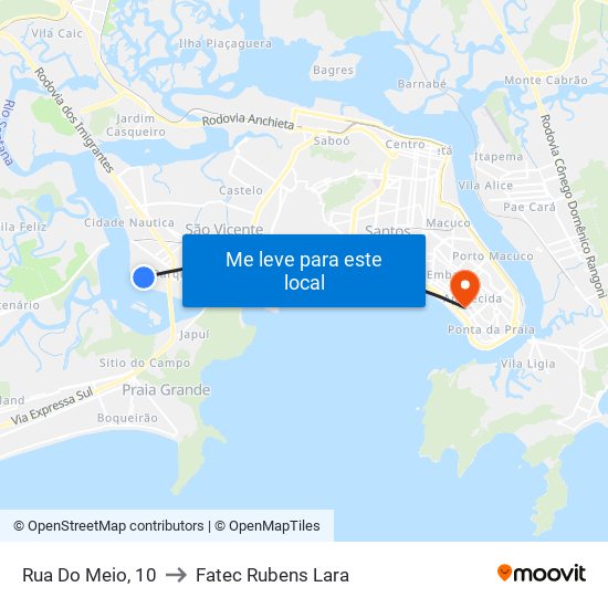 Rua Do Meio, 10 to Fatec Rubens Lara map