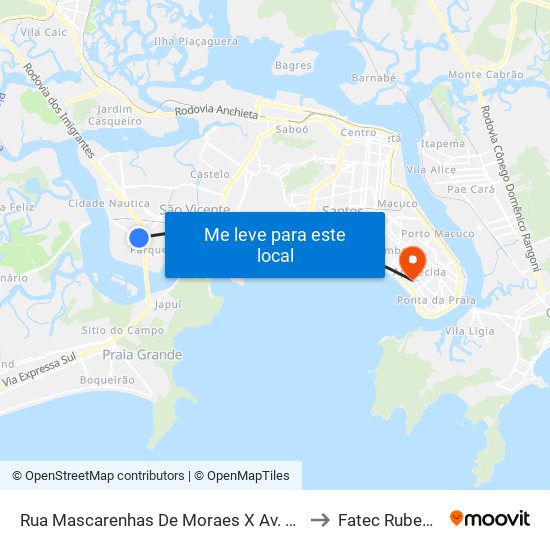 Rua Mascarenhas De Moraes X Av. Nações Unidas to Fatec Rubens Lara map
