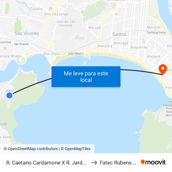 R. Caetano Cardamone X R. Jardel Filho to Fatec Rubens Lara map