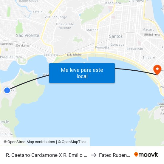 R. Caetano Cardamone X R. Emílio Vaz Afonso to Fatec Rubens Lara map
