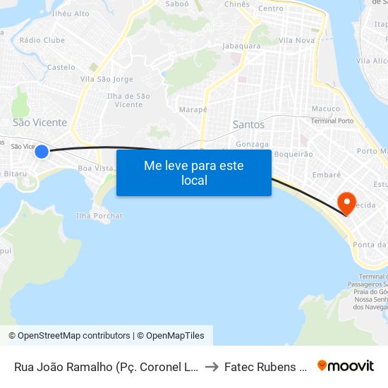 Rua João Ramalho (Pç. Coronel Lopes) to Fatec Rubens Lara map