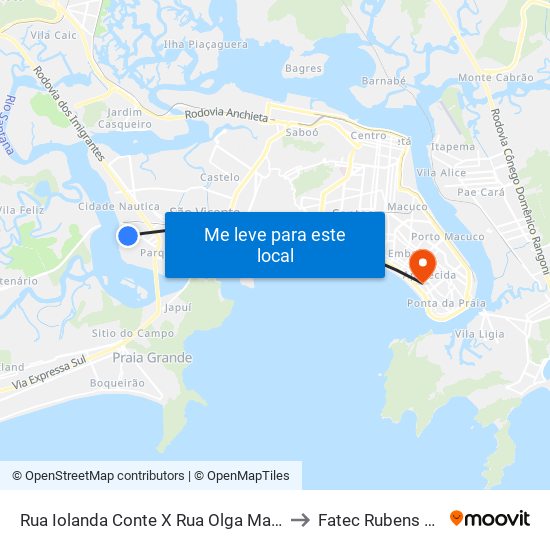 Rua Iolanda Conte X Rua Olga Marques to Fatec Rubens Lara map