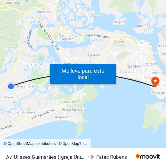 Av. Ulisses Guimarães (Igreja Universal) to Fatec Rubens Lara map
