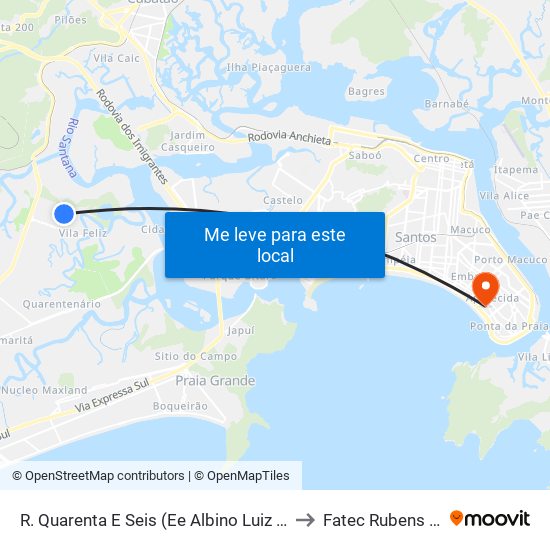R. Quarenta E Seis (Ee Albino Luiz Caldas) to Fatec Rubens Lara map