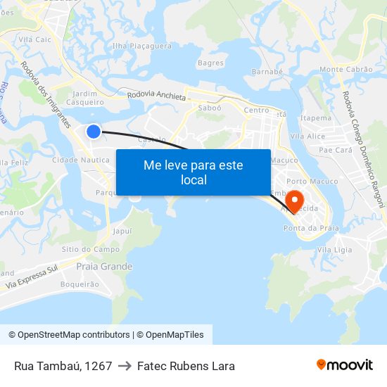 Rua Tambaú, 1267 to Fatec Rubens Lara map