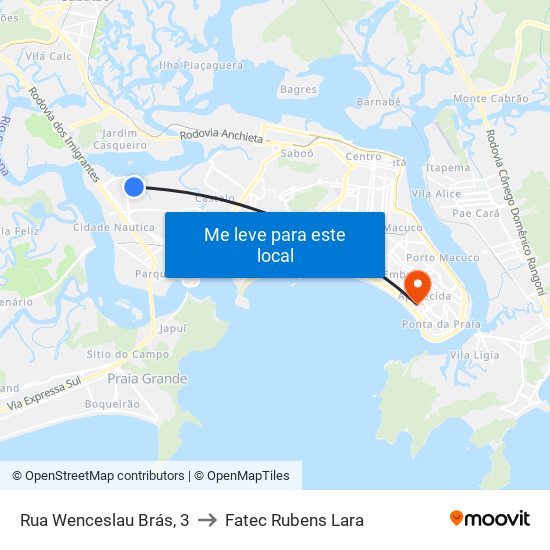 Rua Wenceslau Brás, 3 to Fatec Rubens Lara map
