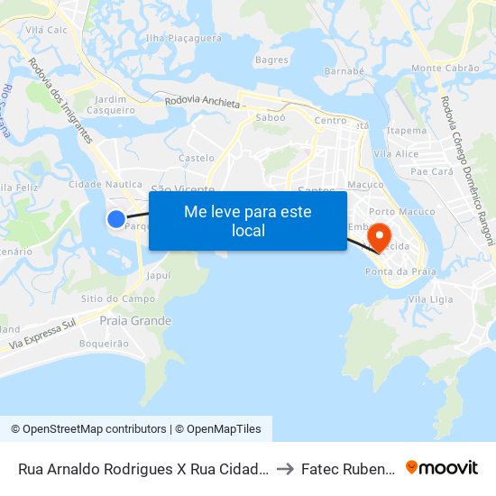 Rua Arnaldo Rodrigues X Rua Cidade De Santos to Fatec Rubens Lara map