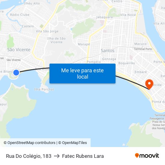 Rua Do Colégio, 183 to Fatec Rubens Lara map