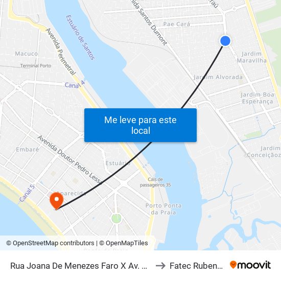 Rua Joana De Menezes Faro X Av. Mario Daige to Fatec Rubens Lara map